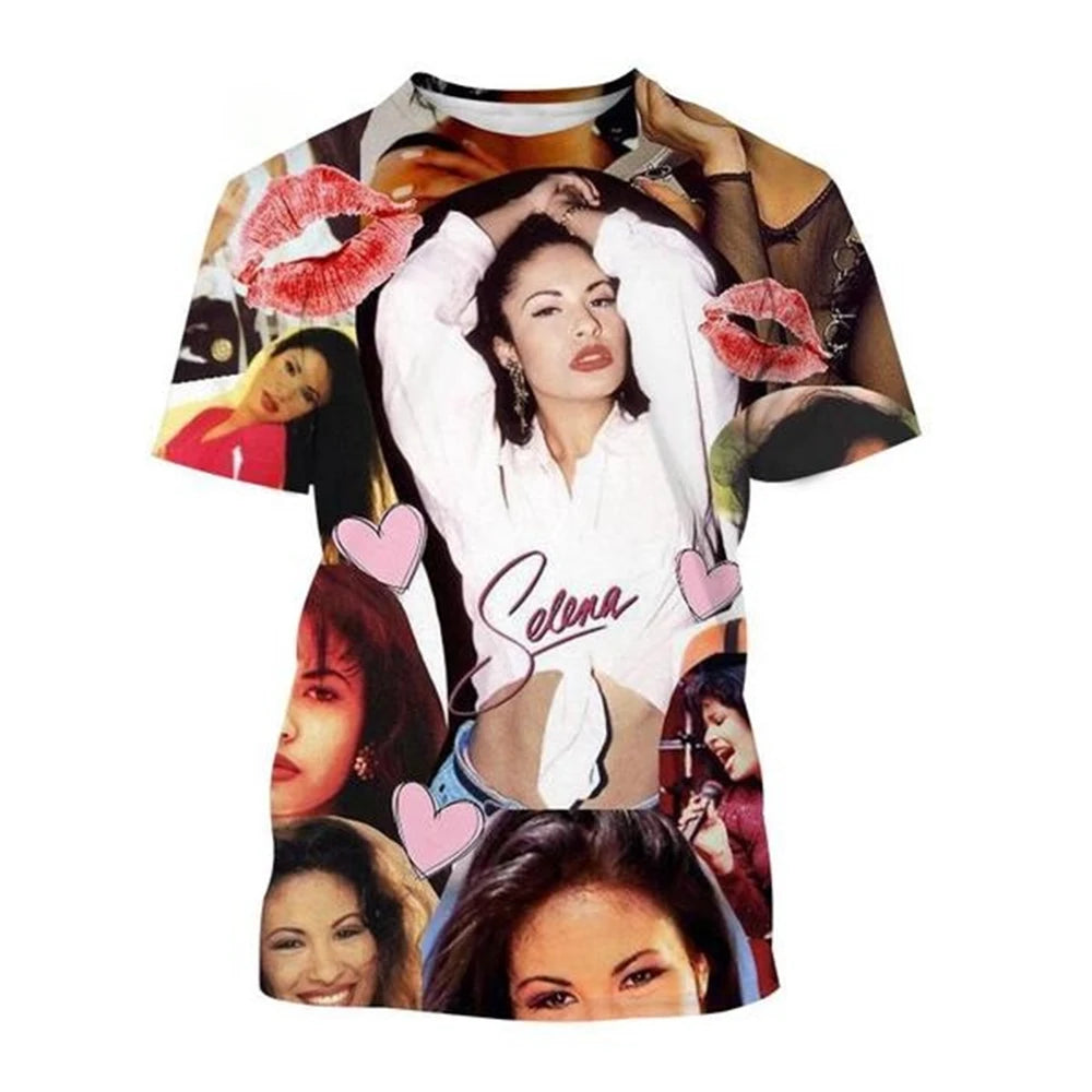 2024 3D Printing Funny Selena Quintanilla Graphic T-Shirt Fashion Unisex Harajuku Style Casual Round Neck Short Sleeve Kid Top