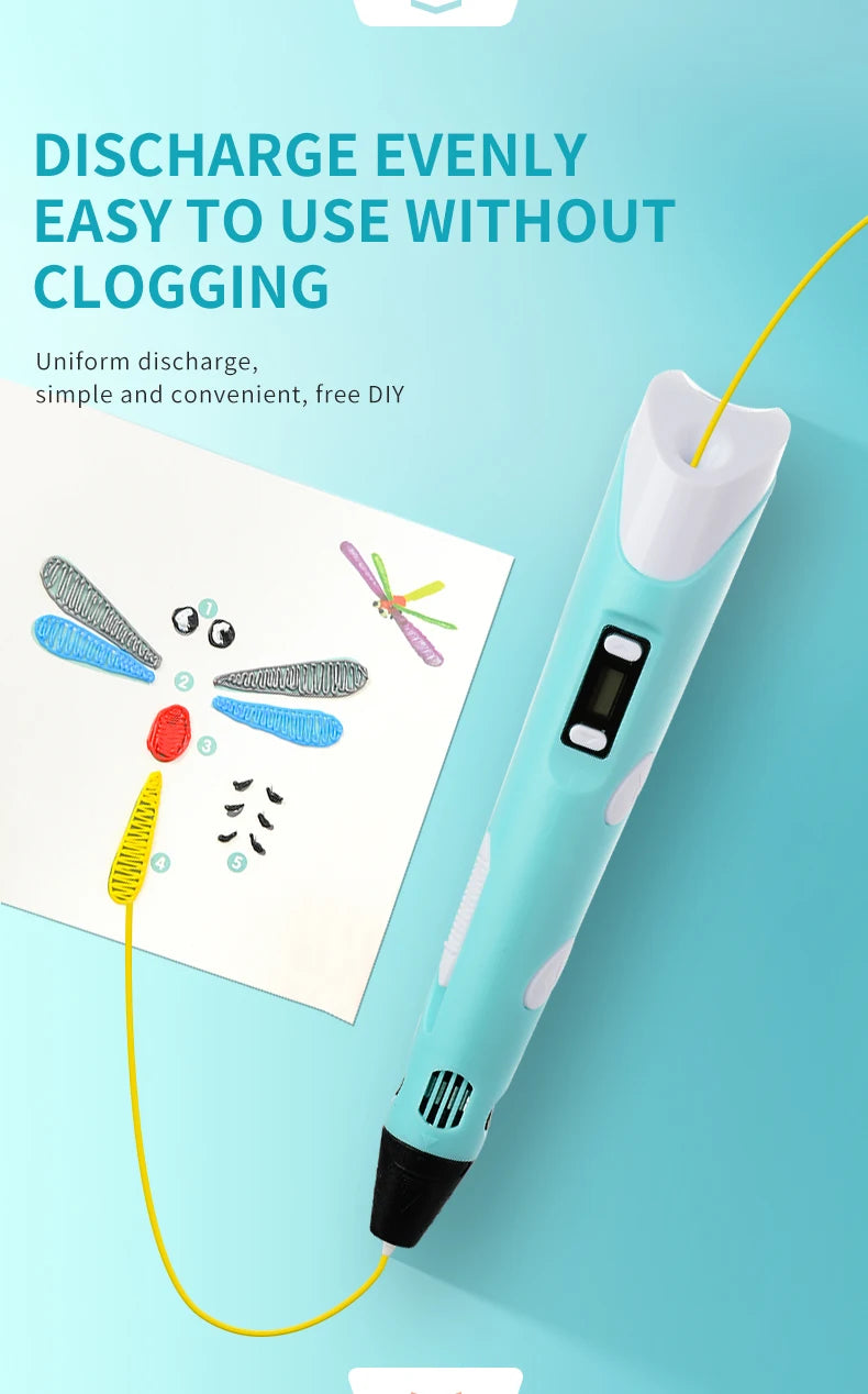 3D Printing Pen DIY Three-dimensional Painting Children Toys Fun Camouflage With LCD Screen Compatible PLA Filament Toys Gift