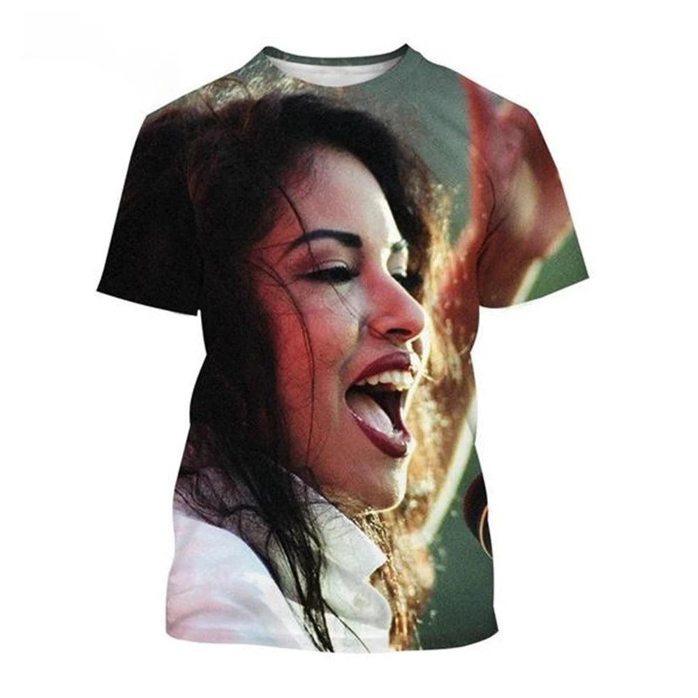 2024 3D Printing Funny Selena Quintanilla Graphic T-Shirt Fashion Unisex Harajuku Style Casual Round Neck Short Sleeve Kid Top