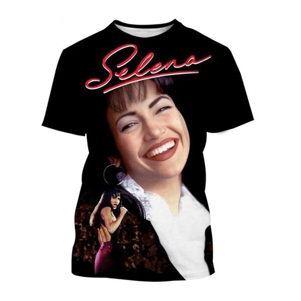 2024 3D Printing Funny Selena Quintanilla Graphic T-Shirt Fashion Unisex Harajuku Style Casual Round Neck Short Sleeve Kid Top