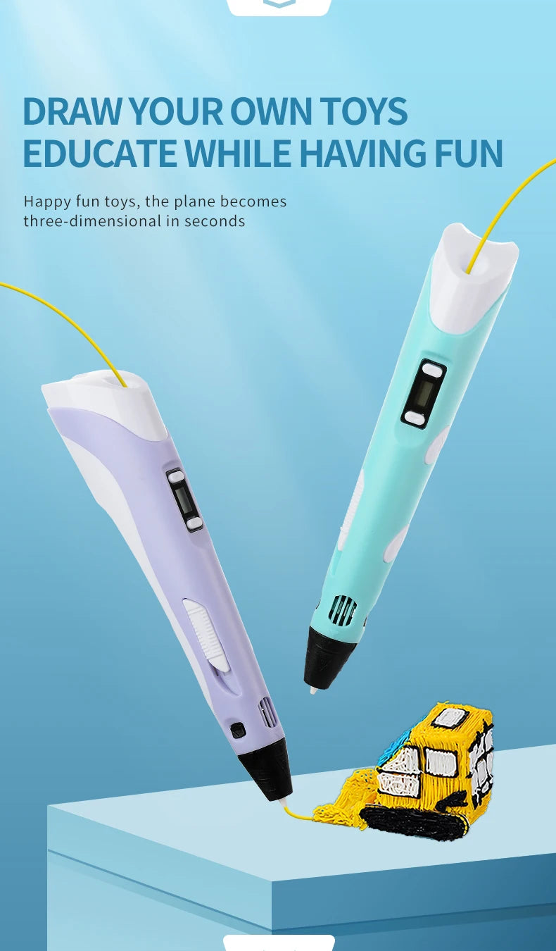 3D Printing Pen DIY Three-dimensional Painting Children Toys Fun Camouflage With LCD Screen Compatible PLA Filament Toys Gift