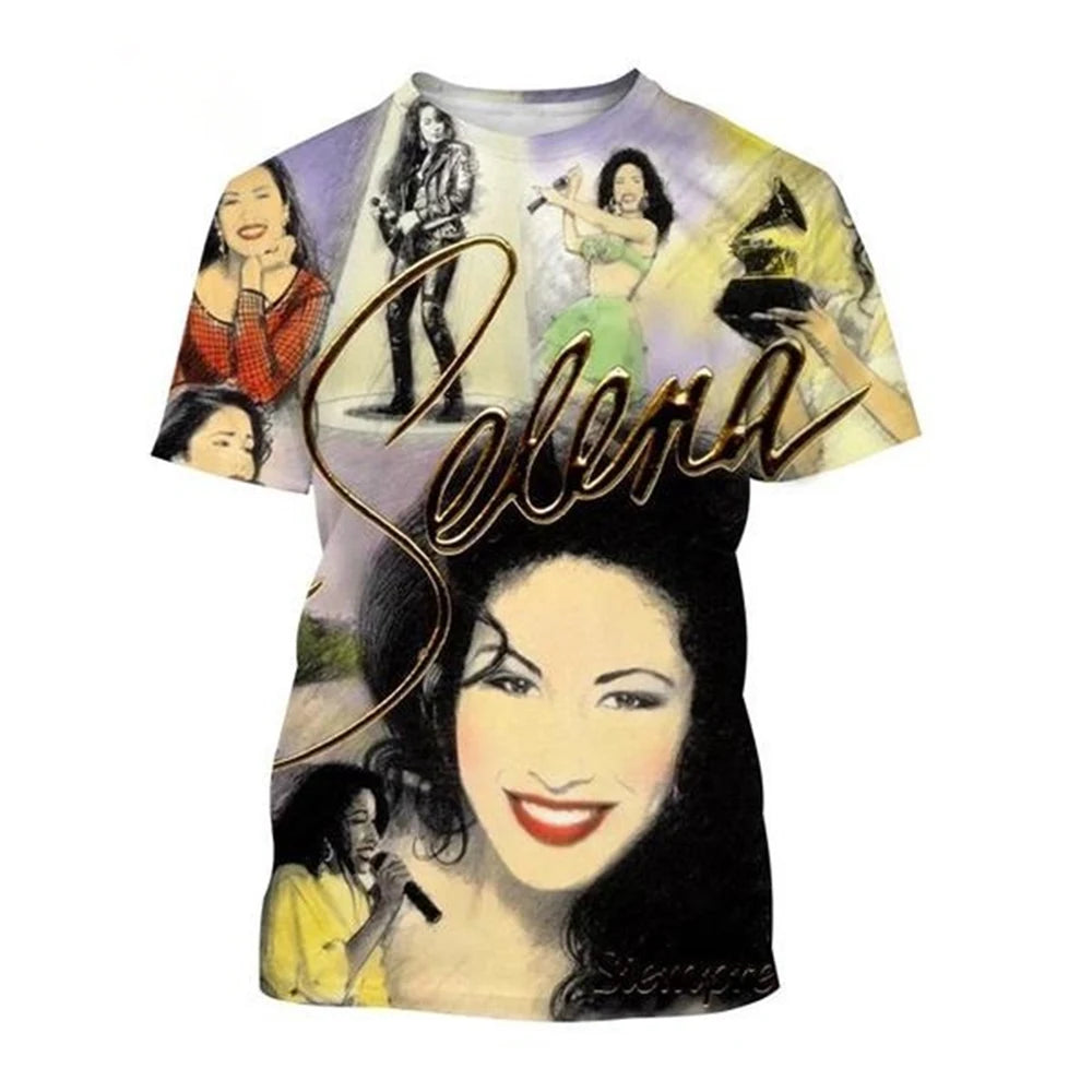 2024 3D Printing Funny Selena Quintanilla Graphic T-Shirt Fashion Unisex Harajuku Style Casual Round Neck Short Sleeve Kid Top