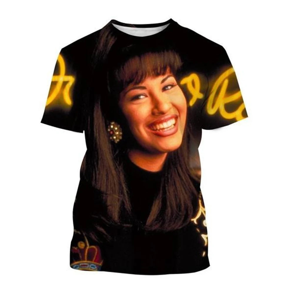 2024 3D Printing Funny Selena Quintanilla Graphic T-Shirt Fashion Unisex Harajuku Style Casual Round Neck Short Sleeve Kid Top